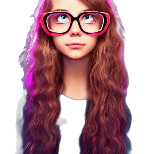 hair, face, cartoon, photorealistic, anime, fantasy art, neon lights, neon transparent PNG cut-out