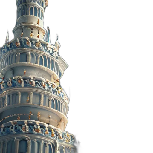 building, crown, dress, 3d render, concept art, photorealistic, white, castle transparent PNG cut-out