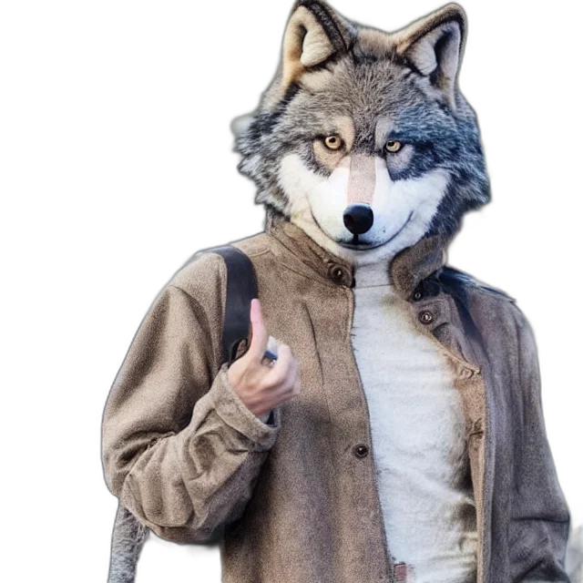 jacket, animal, mask, staff transparent PNG cut-out