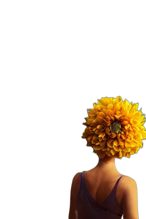 flower, crown, hair, dress, 3d render, photorealistic, concept art, pixel art transparent PNG cut-out