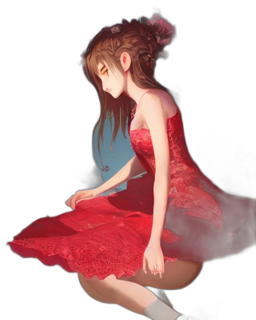 dress, creature, crown, flower transparent PNG cut-out