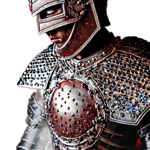 sword, robot, jewelry, mask, 3d render, fantasy art, concept art, photorealistic transparent PNG cut-out