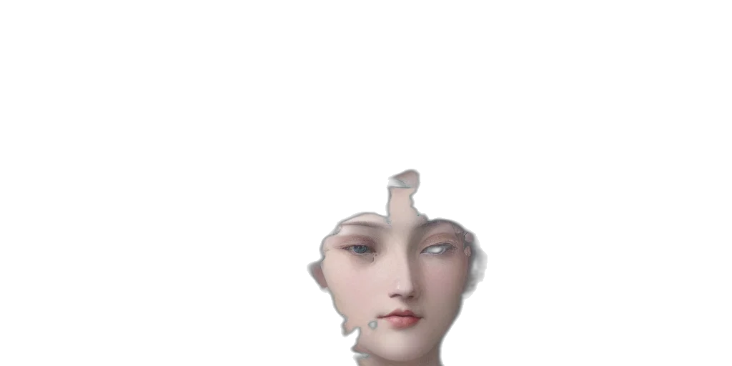face, mask, robot, crown, 3d render, photorealistic, concept art, vaporwave transparent PNG cut-out