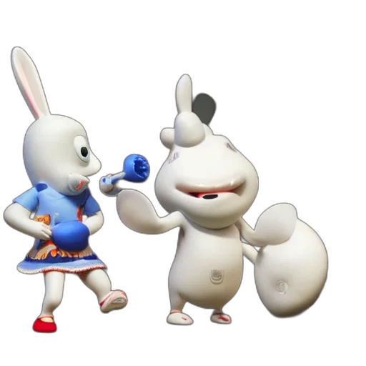 3d render, concept art, cartoon, rabbids transparent PNG cut-out