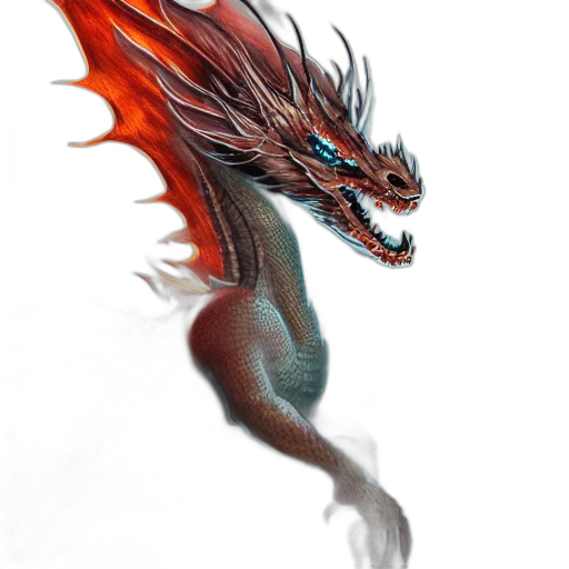 dragon, creature, staff, animal, fantasy art, concept art, photorealistic, 3d render transparent PNG cut-out