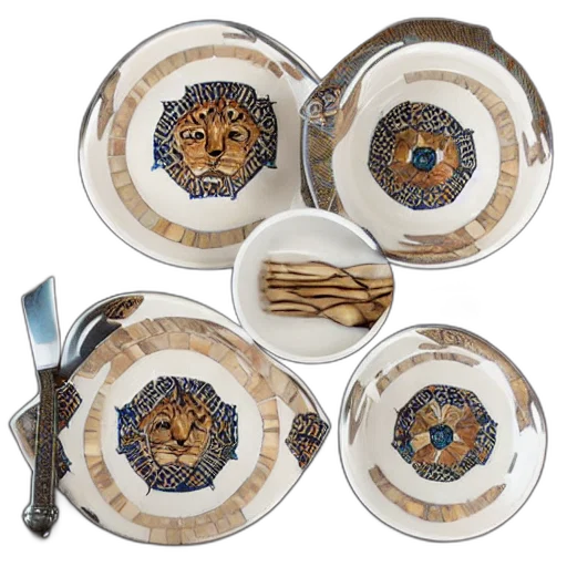 set, dishes, marrocan, mosaic transparent PNG cut-out