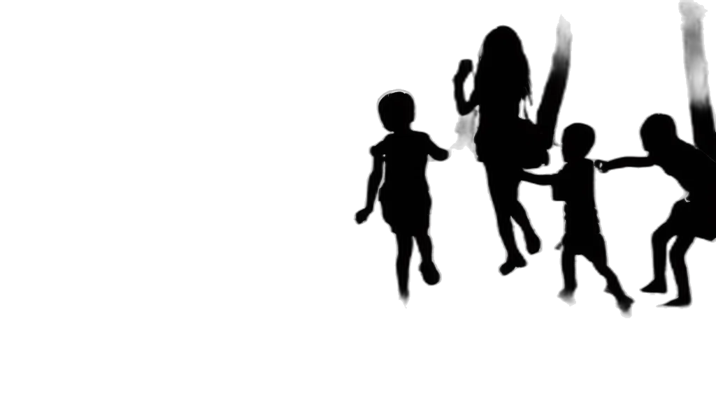 3d render, concept art, photorealistic, children, playing, near, house, silhouette transparent PNG cut-out