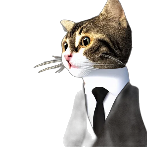 staff, animal, photorealistic, 3d render, concept art, cartoon, cat, suit transparent PNG cut-out