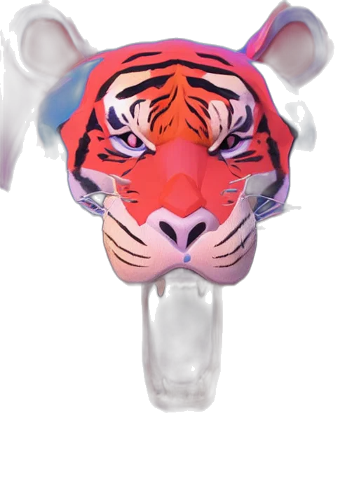 mask, animal, 3d render, vaporwave transparent PNG cut-out