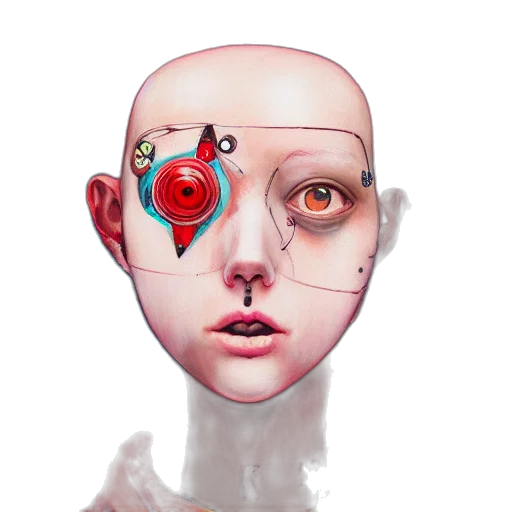 mask, face, robot, jewelry, concept art, 3d render, fantasy art, cyberpunk transparent PNG cut-out