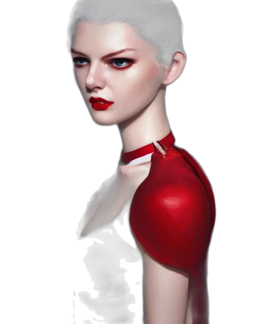face, dress, robot, hair, concept art, fantasy art, photorealistic, comic book art transparent PNG cut-out