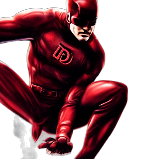 comic book art, concept art, photorealistic, 3d render, red, daredevil, leather, suit transparent PNG cut-out