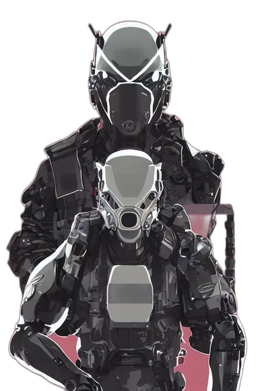 robot, jacket, weapon, mask transparent PNG cut-out