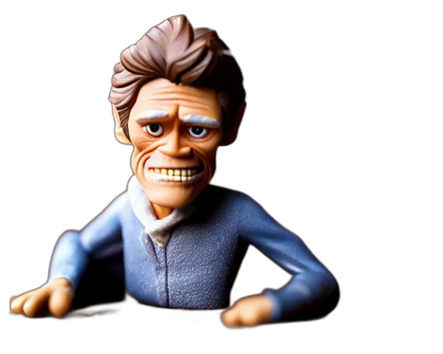 face, 3d render, concept art, cartoon, photorealistic, willem, dafoe, figurine transparent PNG cut-out