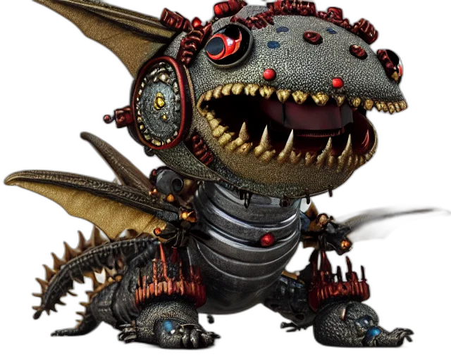 dragon, creature, robot, staff transparent PNG cut-out