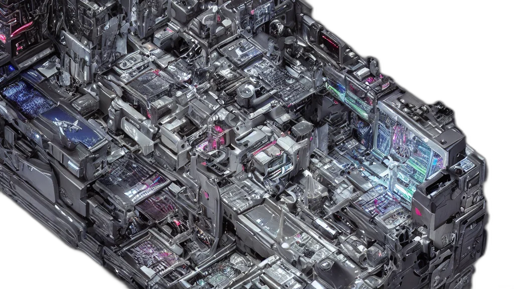 robot, building, car, cyberpunk transparent PNG cut-out