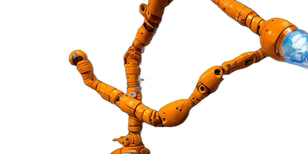 robot, animal, staff, weapon, 3d render, concept art, close, small transparent PNG cut-out