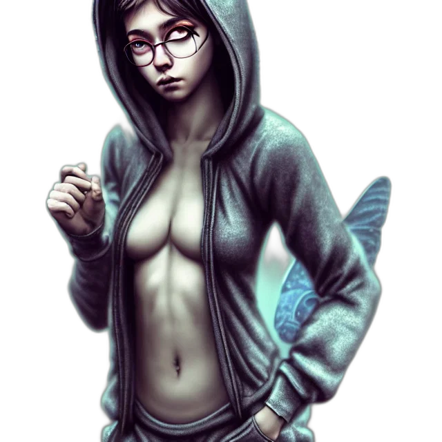 jacket, fantasy art, concept art, comic book art, pixel art, underwater, blue, full transparent PNG cut-out