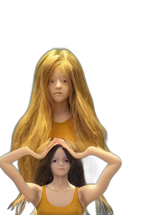 hair, 3d render, concept art, photorealistic, anime, recursive, image, girl transparent PNG cut-out