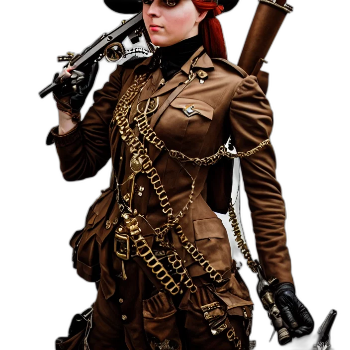 staff, weapon, jacket, hat transparent PNG cut-out