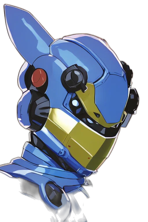 robot, mask, face, weapon, concept art, anime, 3d render, watercolor transparent PNG cut-out