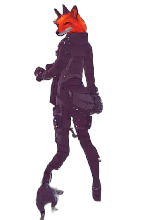 jacket, robot, staff, mask, concept art, cyberpunk, pixel art, comic book art transparent PNG cut-out