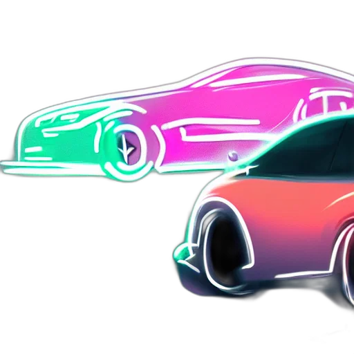 car, concept art, 3d render, vaporwave transparent PNG cut-out