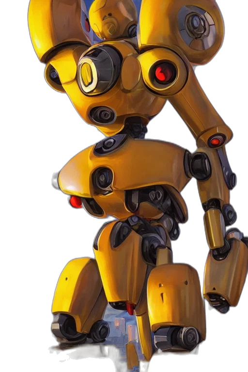 robot, staff, concept art, 3d render transparent PNG cut-out