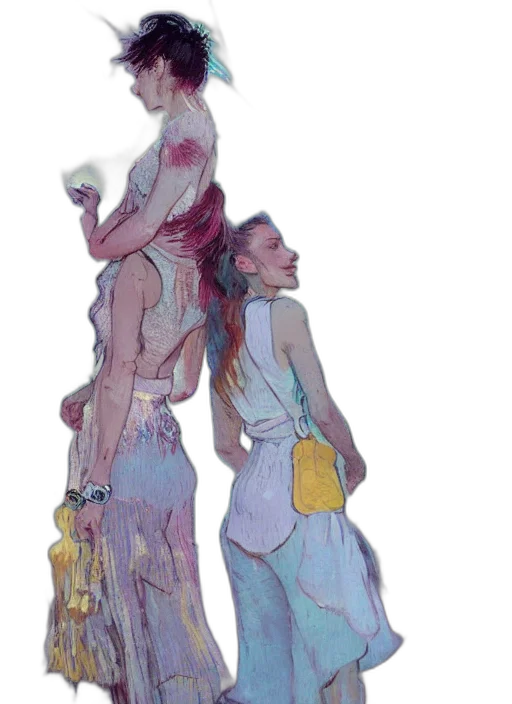 dress, staff, concept art, watercolor, oil painting, fantasy art, underwater, beach transparent PNG cut-out