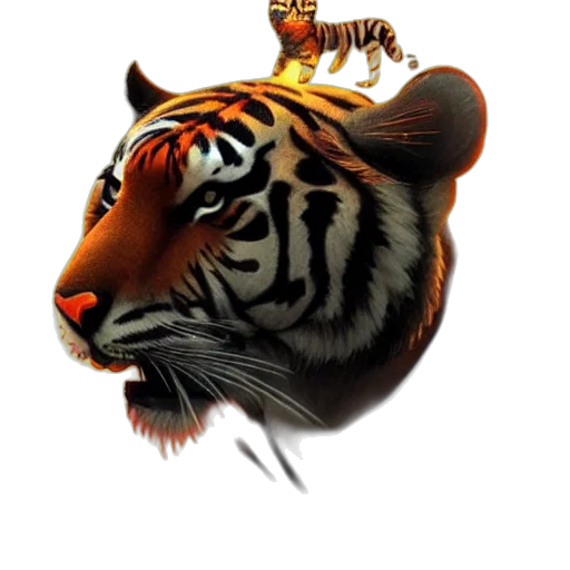 animal, concept art, 3d render, fantasy art, pixel art, tiger, made, electricity transparent PNG cut-out