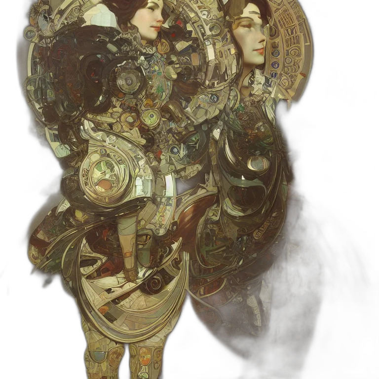 mask, staff, robot, face, concept art, fantasy art, comic book art, 3d render transparent PNG cut-out