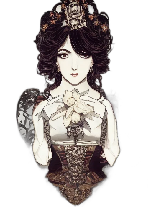 dress, jewelry, staff, crown transparent PNG cut-out