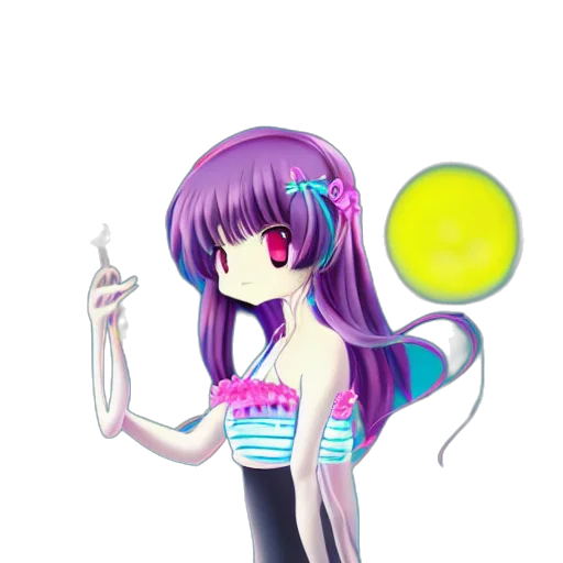 staff, dress, robot, weapon, anime, vaporwave, pixel art, 3d render transparent PNG cut-out
