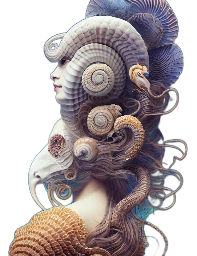 mask, creature, hair, hat, concept art, fantasy art, photorealistic, 3d render transparent PNG cut-out