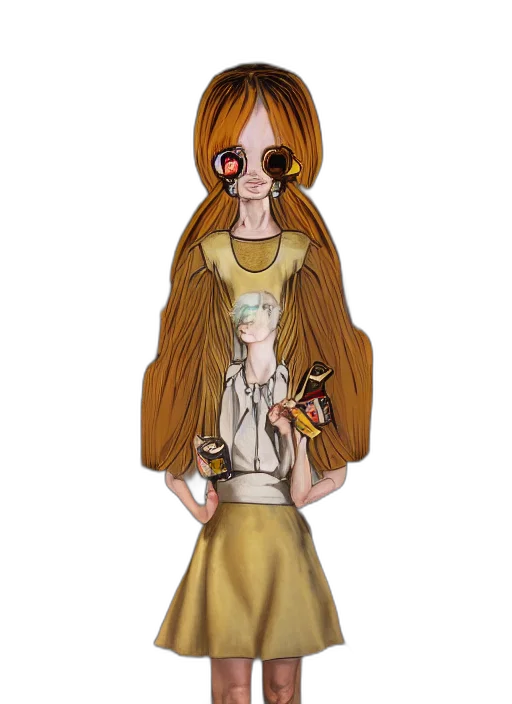 dress, staff, jewelry, fantasy art transparent PNG cut-out