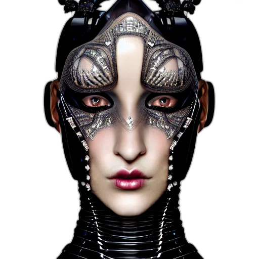 mask, face, jewelry, robot, cyberpunk, fantasy art, concept art, 3d render transparent PNG cut-out