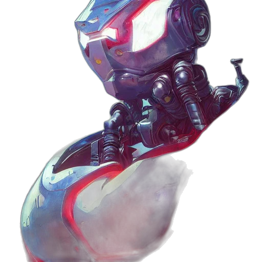 robot, weapon, sword, face, concept art, cyberpunk, fantasy art, 3d render transparent PNG cut-out