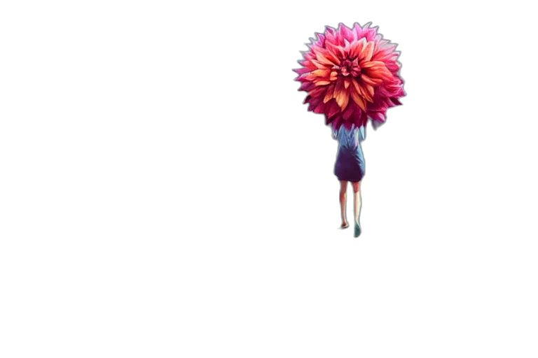 flower, umbrella, hair, crown, 3d render, concept art, pixel art, vaporwave transparent PNG cut-out