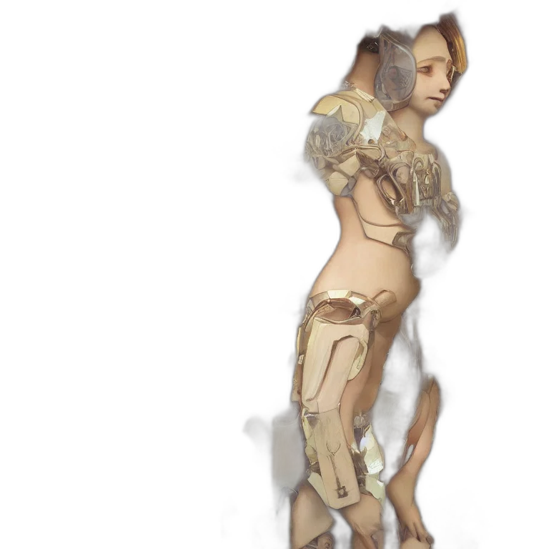 robot, dress, creature, staff, concept art, fantasy art, 3d render, pixel art transparent PNG cut-out