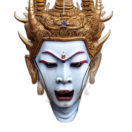 mask, face, crown, jewelry, photorealistic, 3d render, concept art, fantasy art transparent PNG cut-out