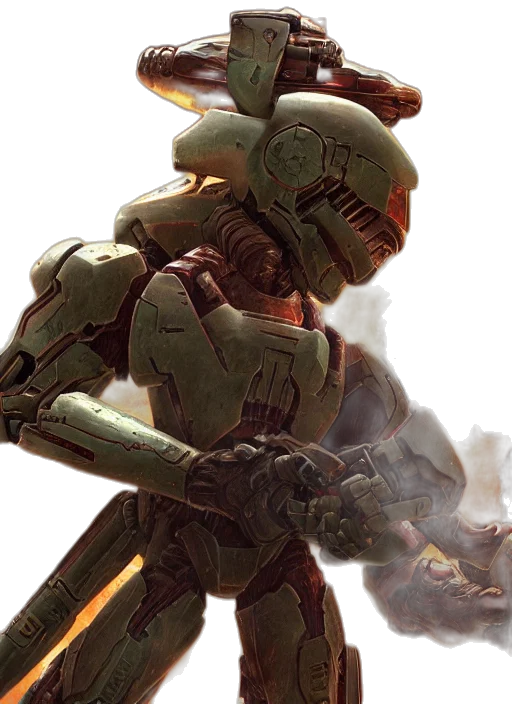 robot, weapon, concept art, 3d render, pixel art, earth tones, green, epic transparent PNG cut-out