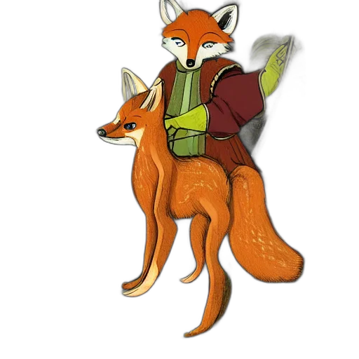 staff, animal, jacket, creature, concept art, fantasy art, pixel art, watercolor transparent PNG cut-out