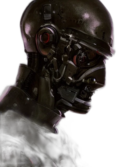 robot, mask, face, cyberpunk, concept art, comic book art, photorealistic, outer space transparent PNG cut-out