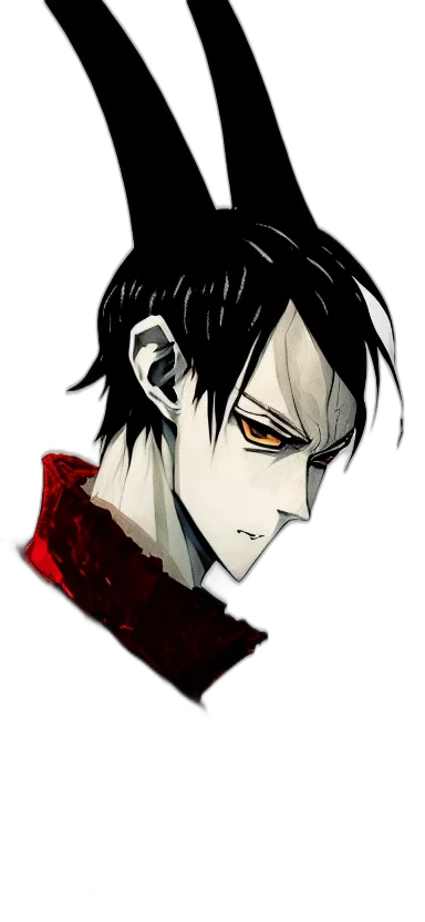 face, staff, mask, anime, cartoon, concept art, comic book art, red transparent PNG cut-out