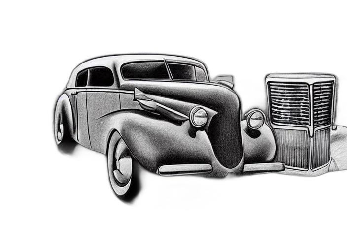 car, pencil sketch, photorealistic, cartoon, concept art, fire, concept, non transparent PNG cut-out