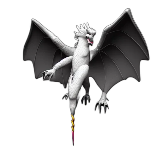 dragon, staff, creature, animal, concept art, 3d render, fantasy art, pixel art transparent PNG cut-out