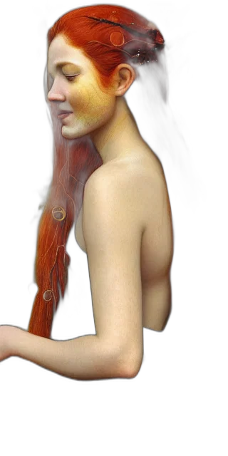 hair, dress, face, jewelry, photorealistic, fantasy art, oil painting, 3d render transparent PNG cut-out