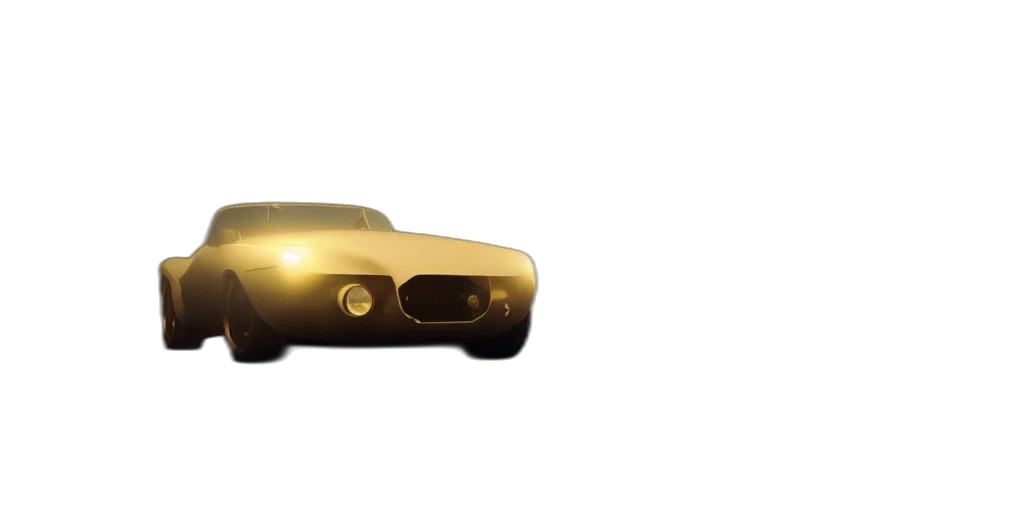 car, robot, weapon, 3d render, concept art, photorealistic, golden, parked transparent PNG cut-out