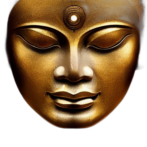 mask, face, jewelry, crown, photorealistic, 3d render, golden, earth tones transparent PNG cut-out