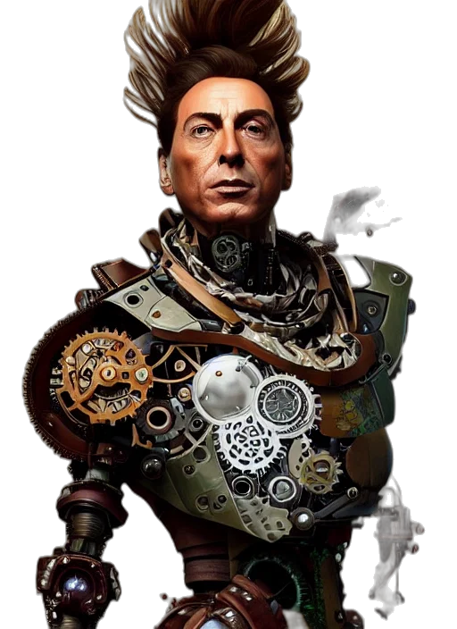 robot, staff, face, jewelry, concept art, fantasy art, photorealistic, comic book art transparent PNG cut-out
